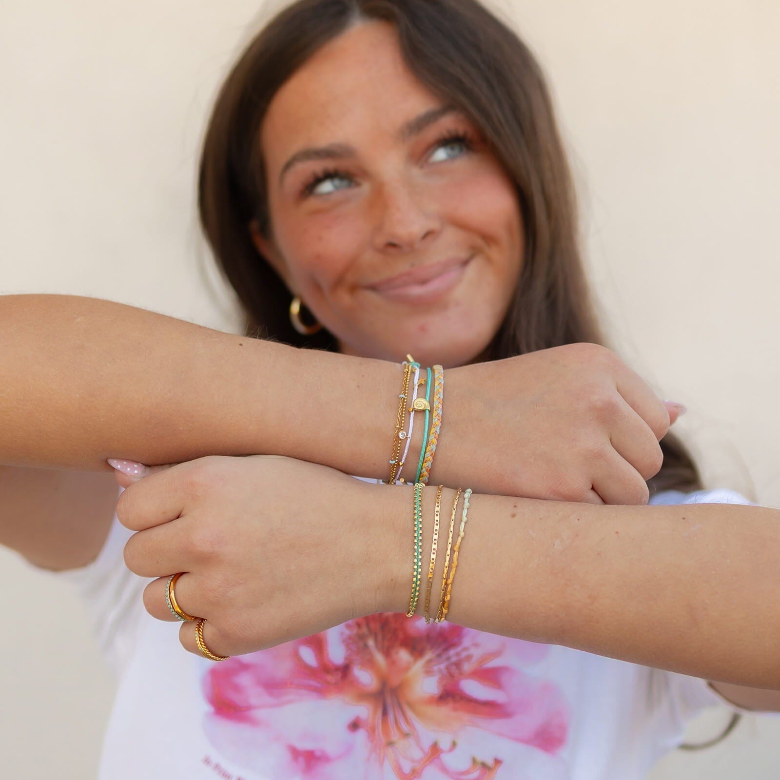 String and Chain Layered Bracelet