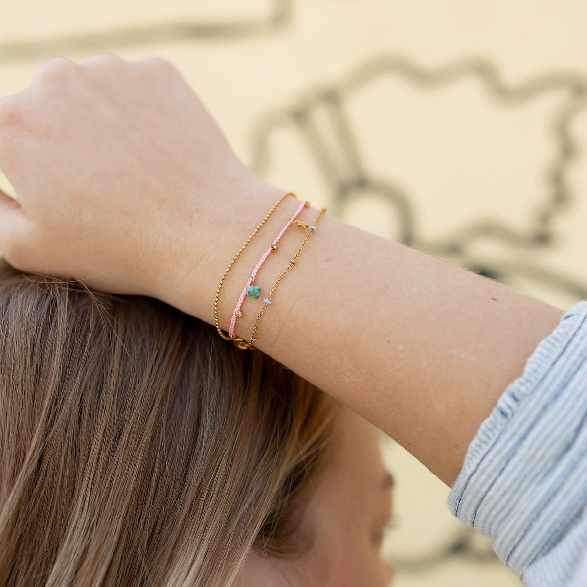 String and Chain Layered Bracelet