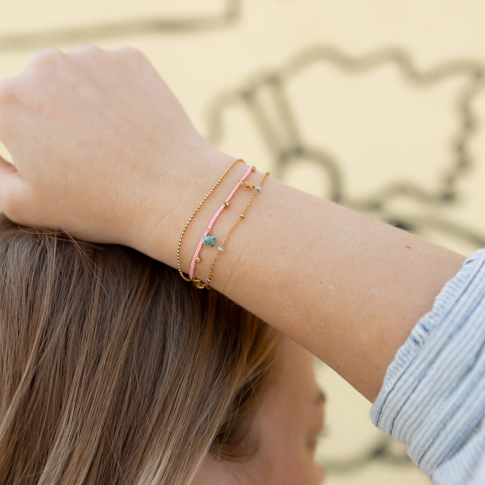 String and Chain Layered Bracelet