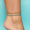 Ball Bead and Stone Stretch Anklet