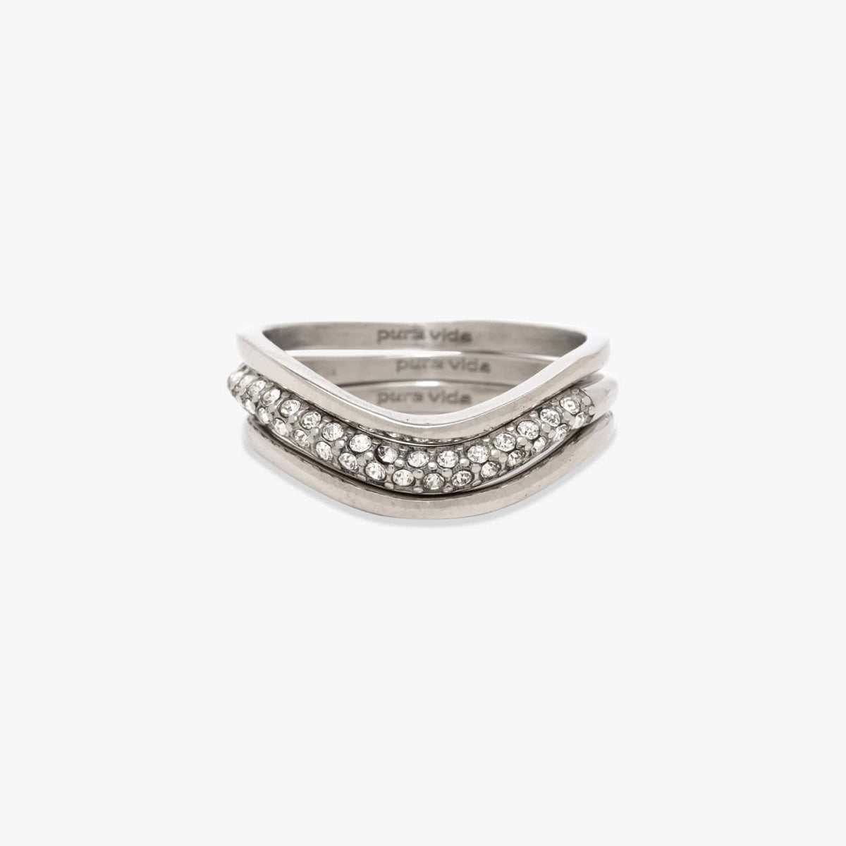 Wavy Pavé Ring Stack
