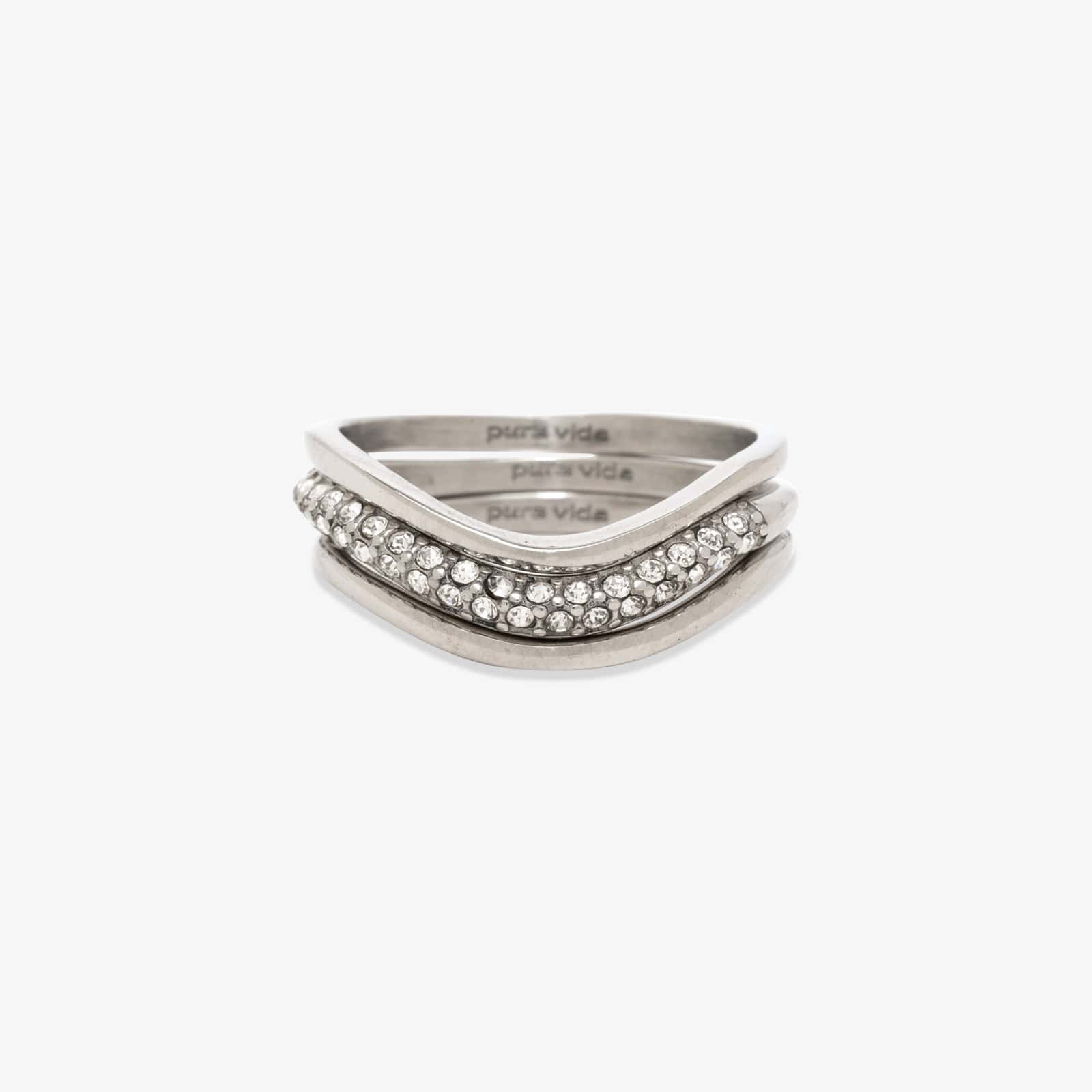 Wavy Pavé Ring Stack