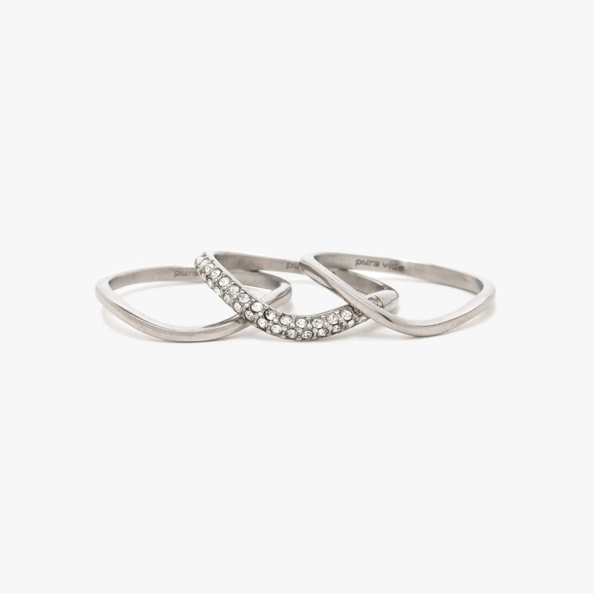 Wavy Pavé Ring Stack
