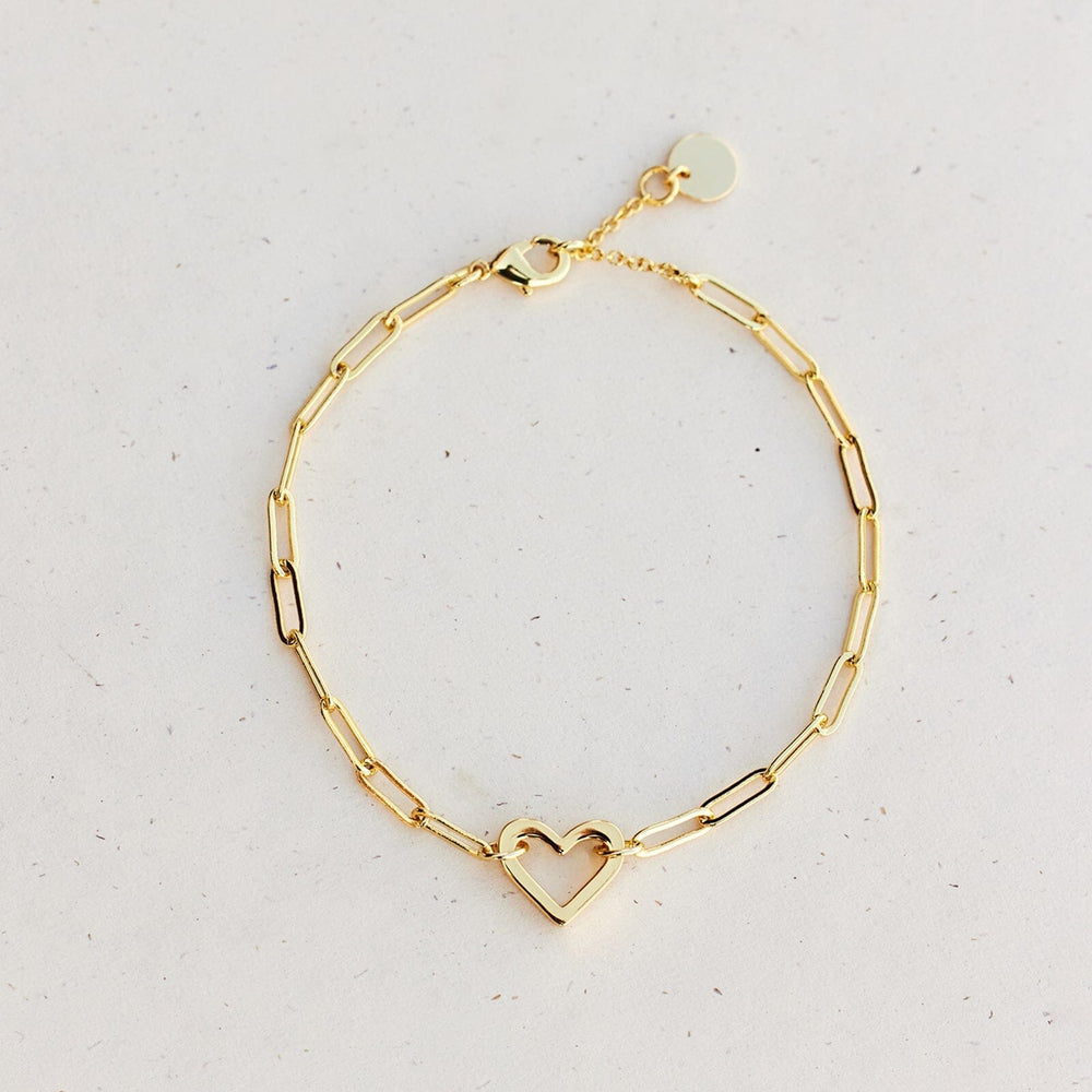 Open Heart Paperclip Chain Bracelet