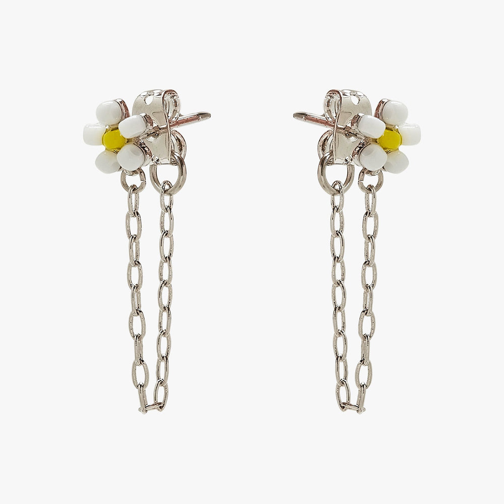Daisy Seed Bead Chain Wrap Earrings 1
