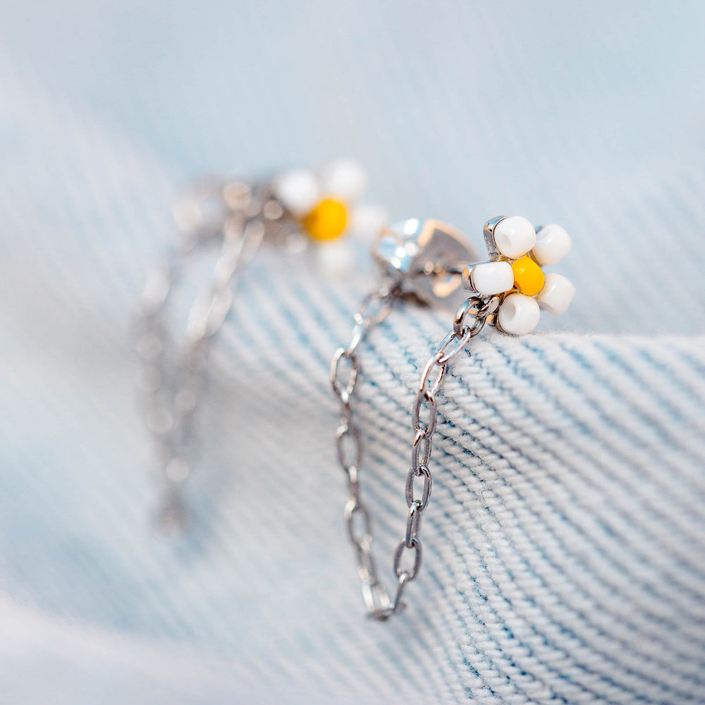 Daisy Seed Bead Chain Wrap Earrings 4
