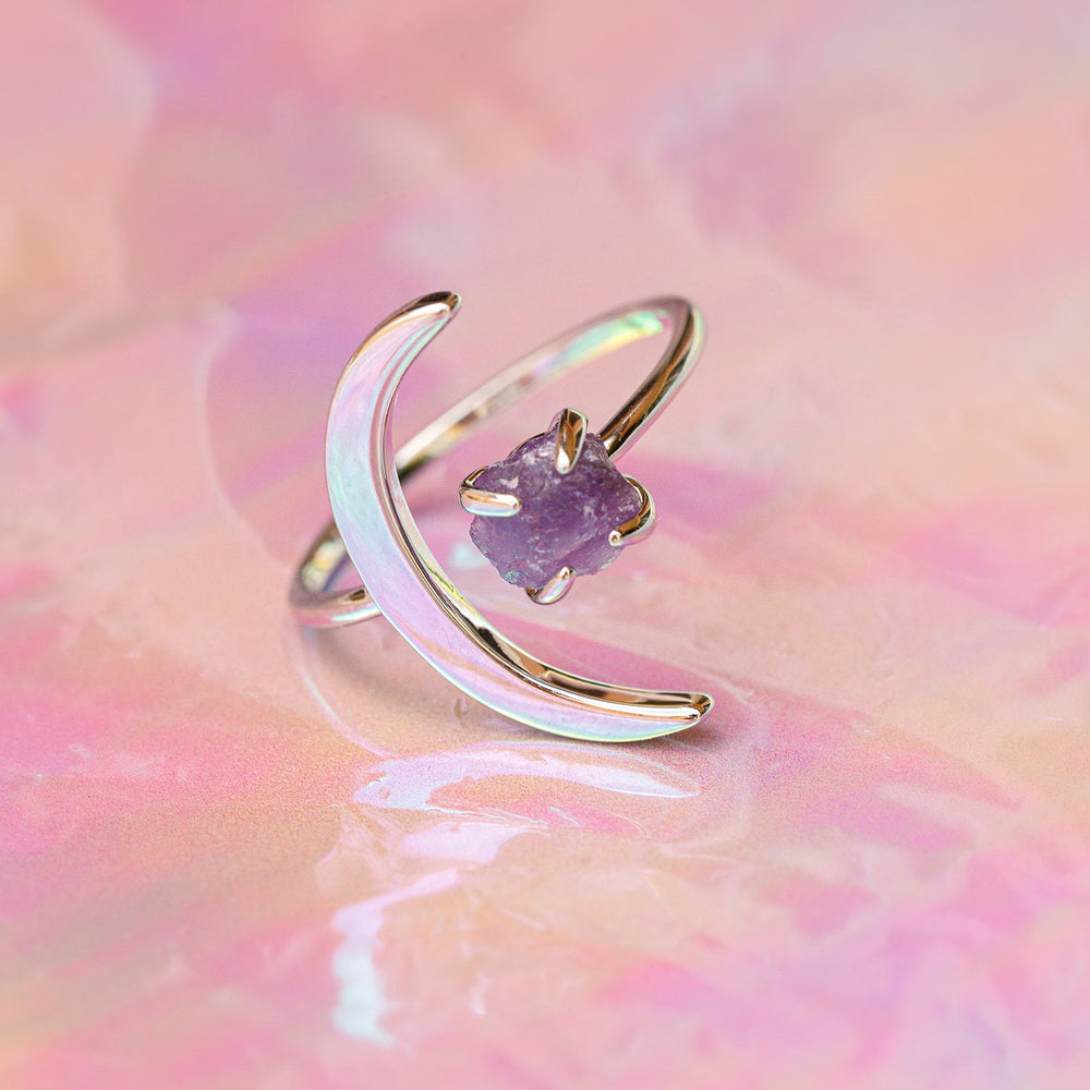 Crescent Moon Ring | Rose Gold Metal | Cute Friendship, Best Friend & Couple Promise Rings for Girls, Women, or Girlfriend | Puravida