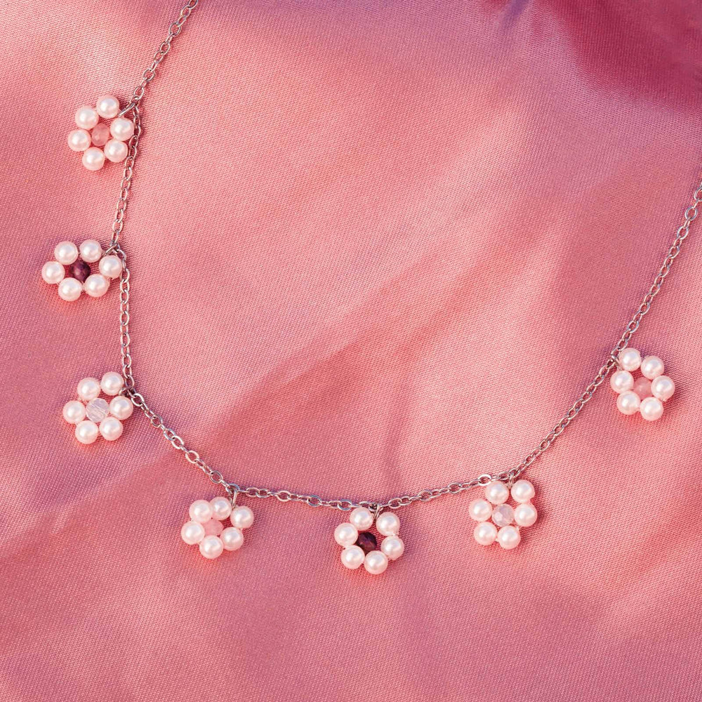 Bitty Pearl Flower Choker