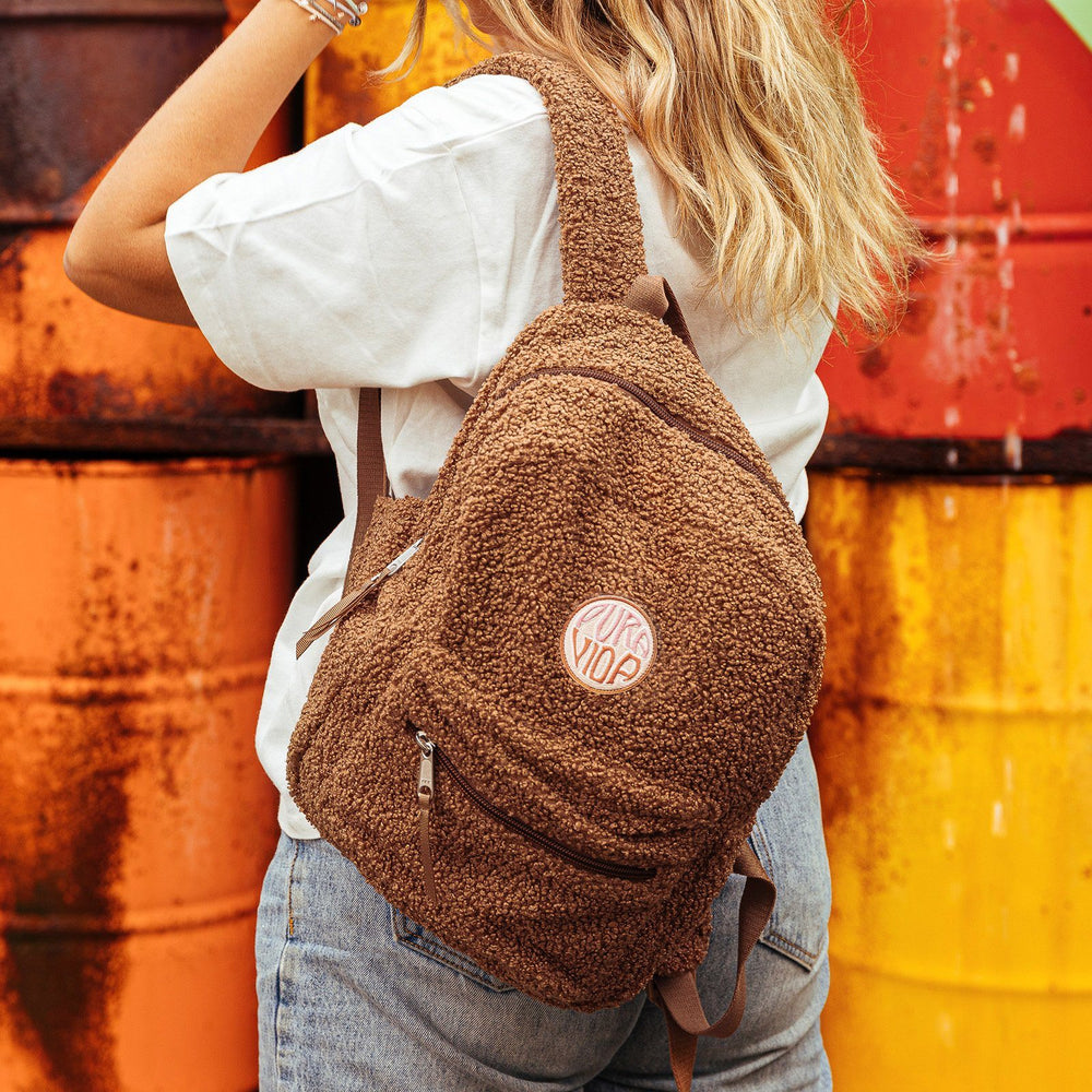 Teddy Plush Backpack, Brown