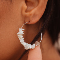 Mother of Pearl Chip Hoop Earrings Gallery Thumbnail