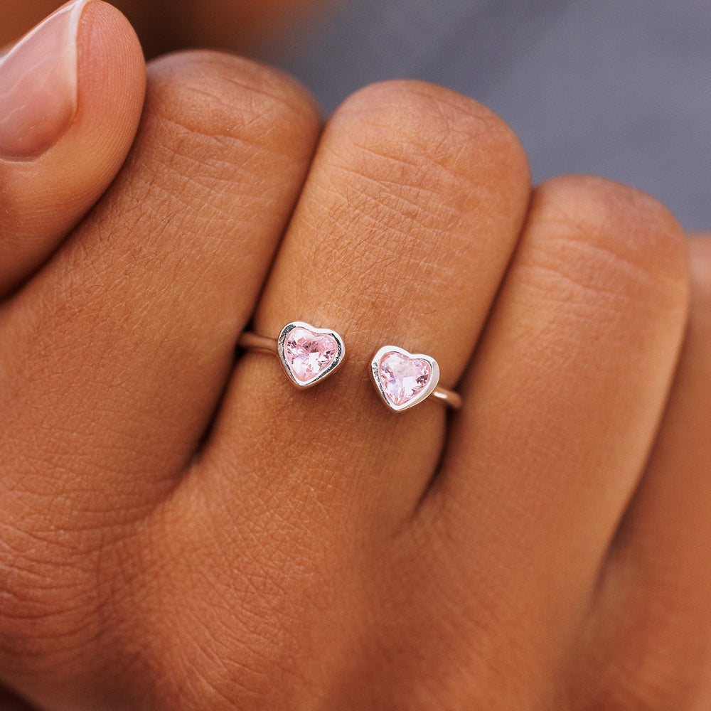 Twin Hearts Gemstone Ring 2