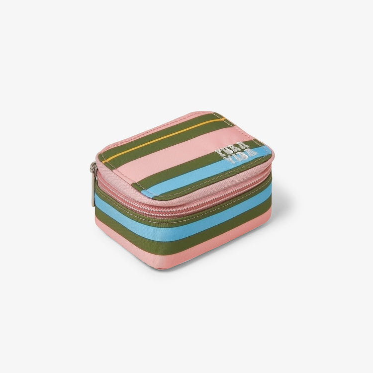 Mini Pink and Green Striped Jewelry Case