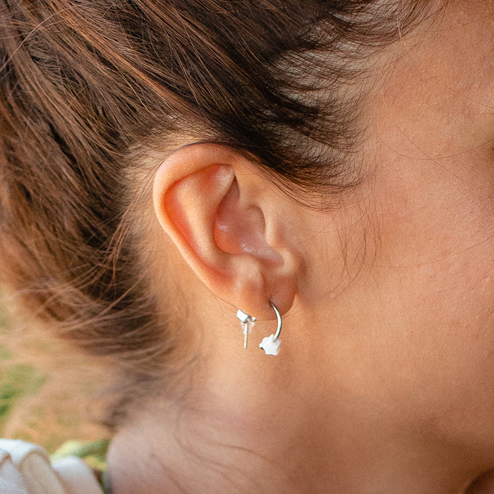 Pearlized Star Bead Hoop Earrings 3