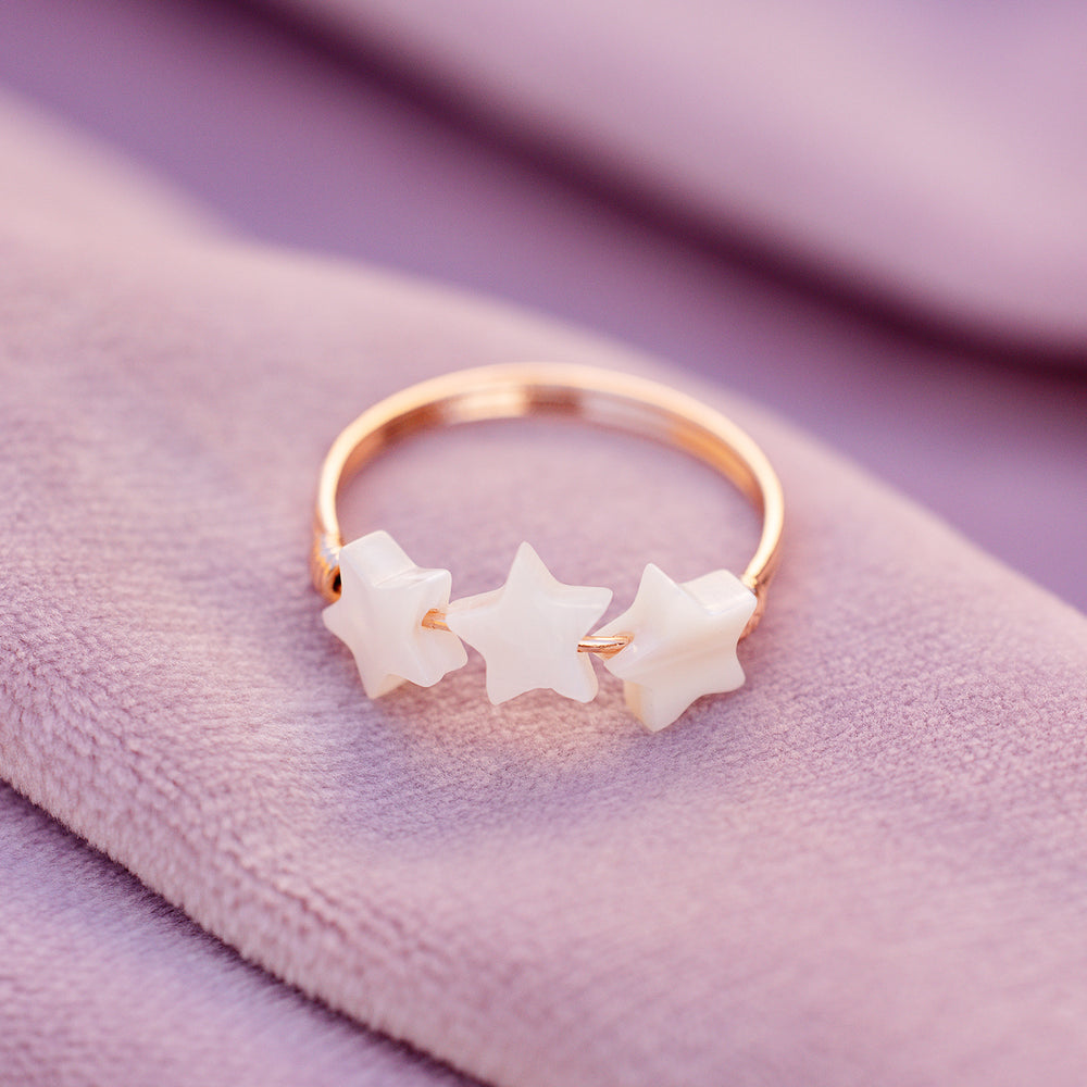 Pearlized 3 Star Ring 6