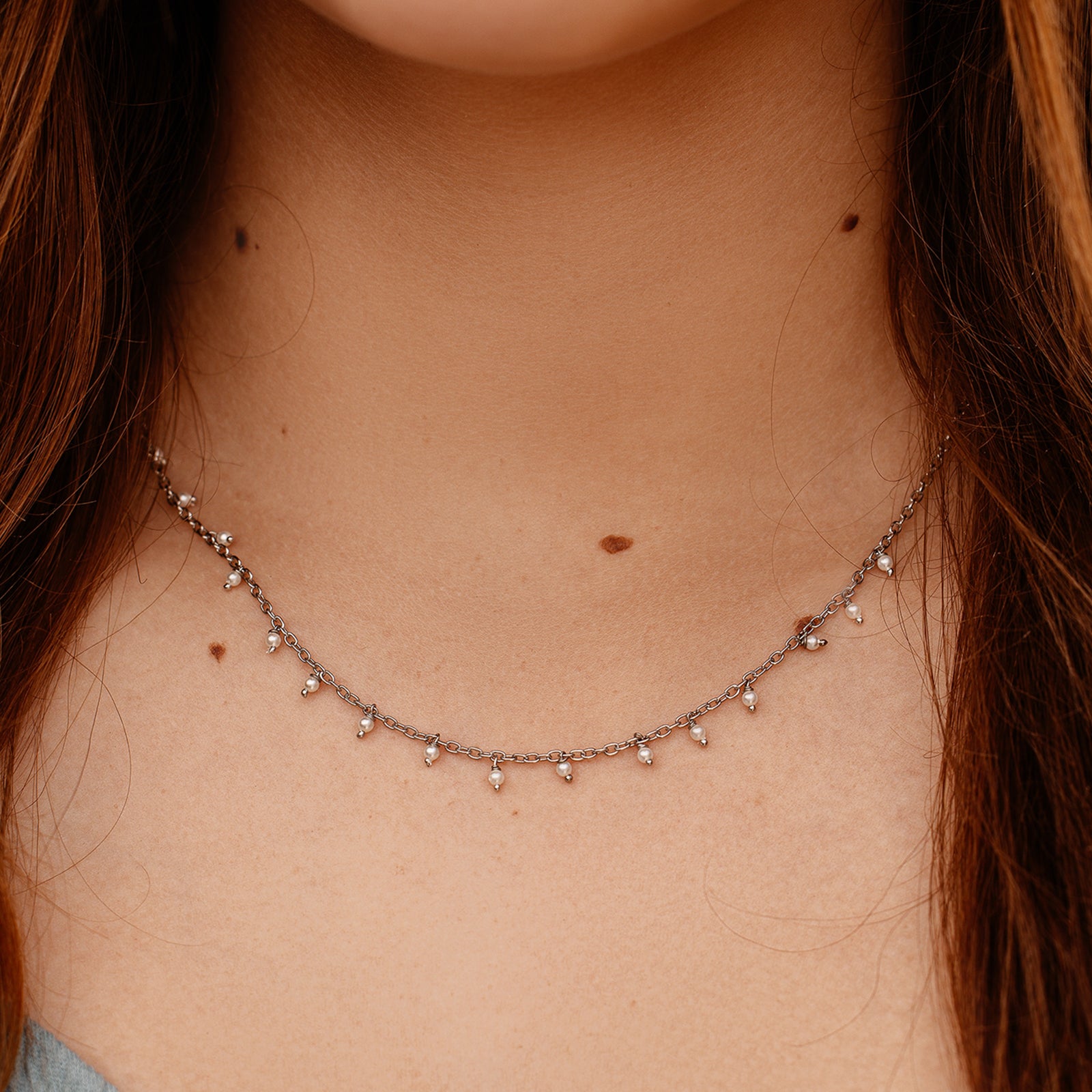Hanging Pearl Beaded Choker