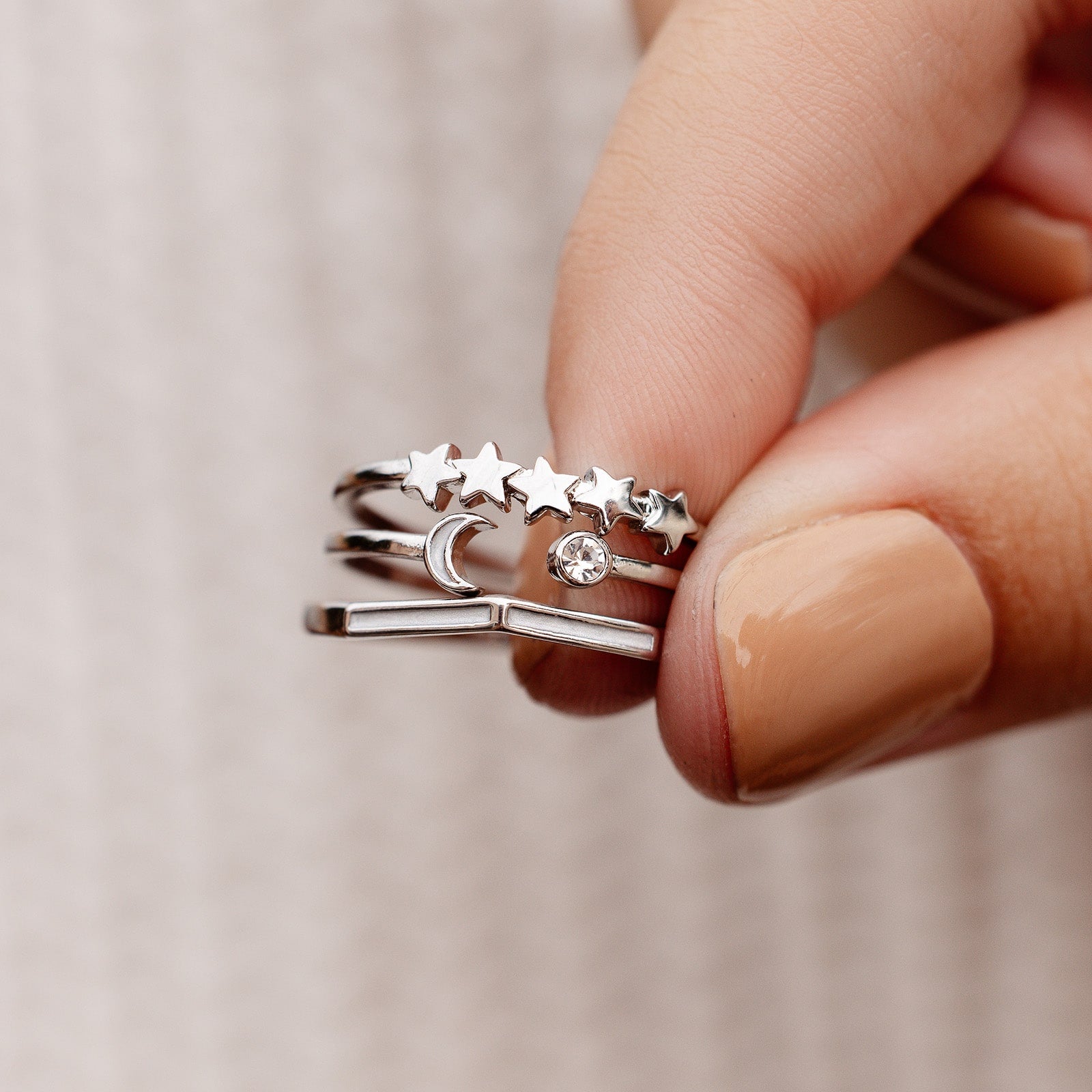Moon and Halo of Stars Ring | Star and Moon Ring | Lindsey Scoggins Studio