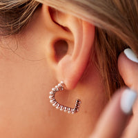 Pavé Pearl Heart Hoop Earrings Gallery Thumbnail