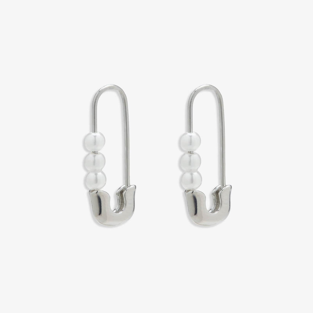 Pearl Safety Pin Earrings 1