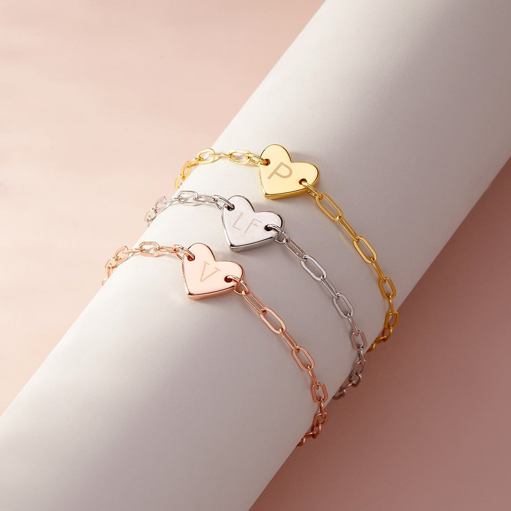 Engravable Heart Paperclip Chain Bracelet 11