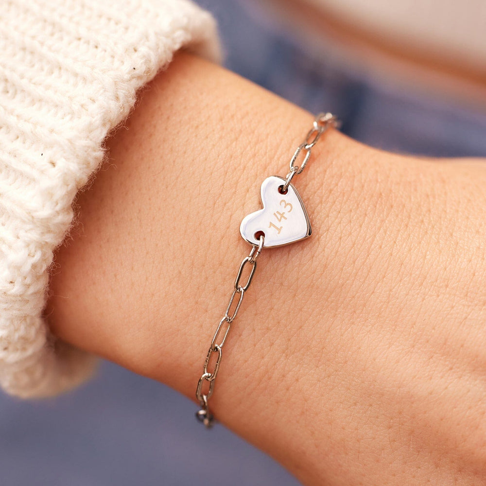 Engravable Heart Paperclip Chain Bracelet 5