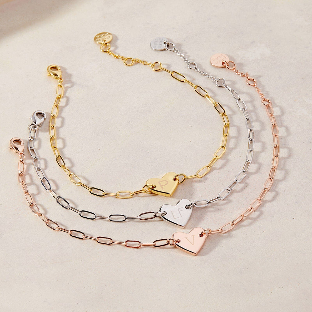 Engravable Heart Paperclip Chain Bracelet 12