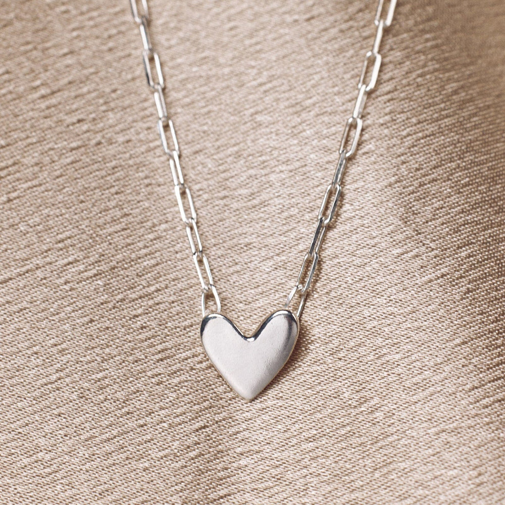 Lovely necklace, Heart, White, Rhodium plated | Swarovski
