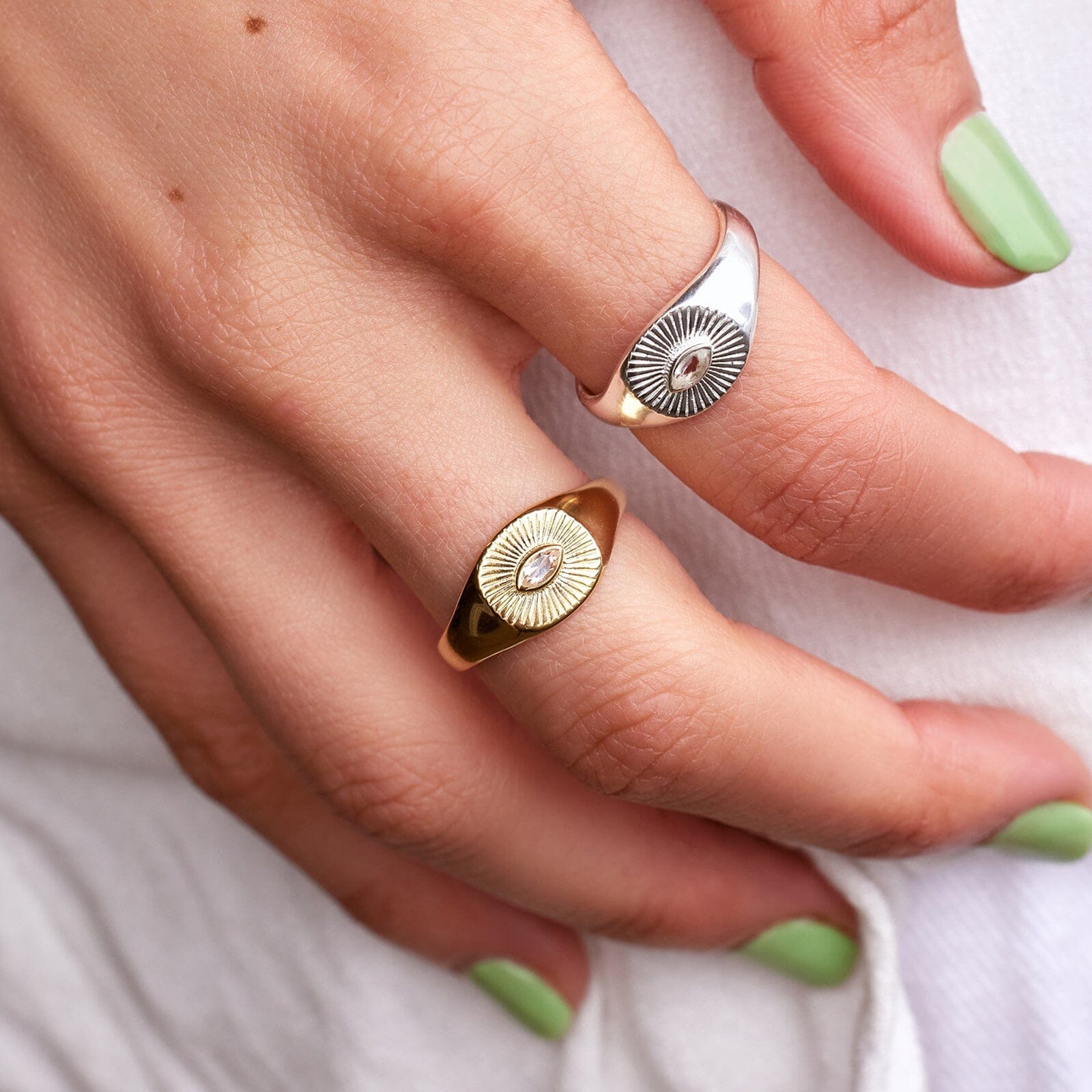 Salve Blue and Gold Evil Eye Adjustable Ring For Women