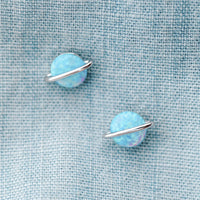 Opal Saturn Stud Earrings Gallery Thumbnail