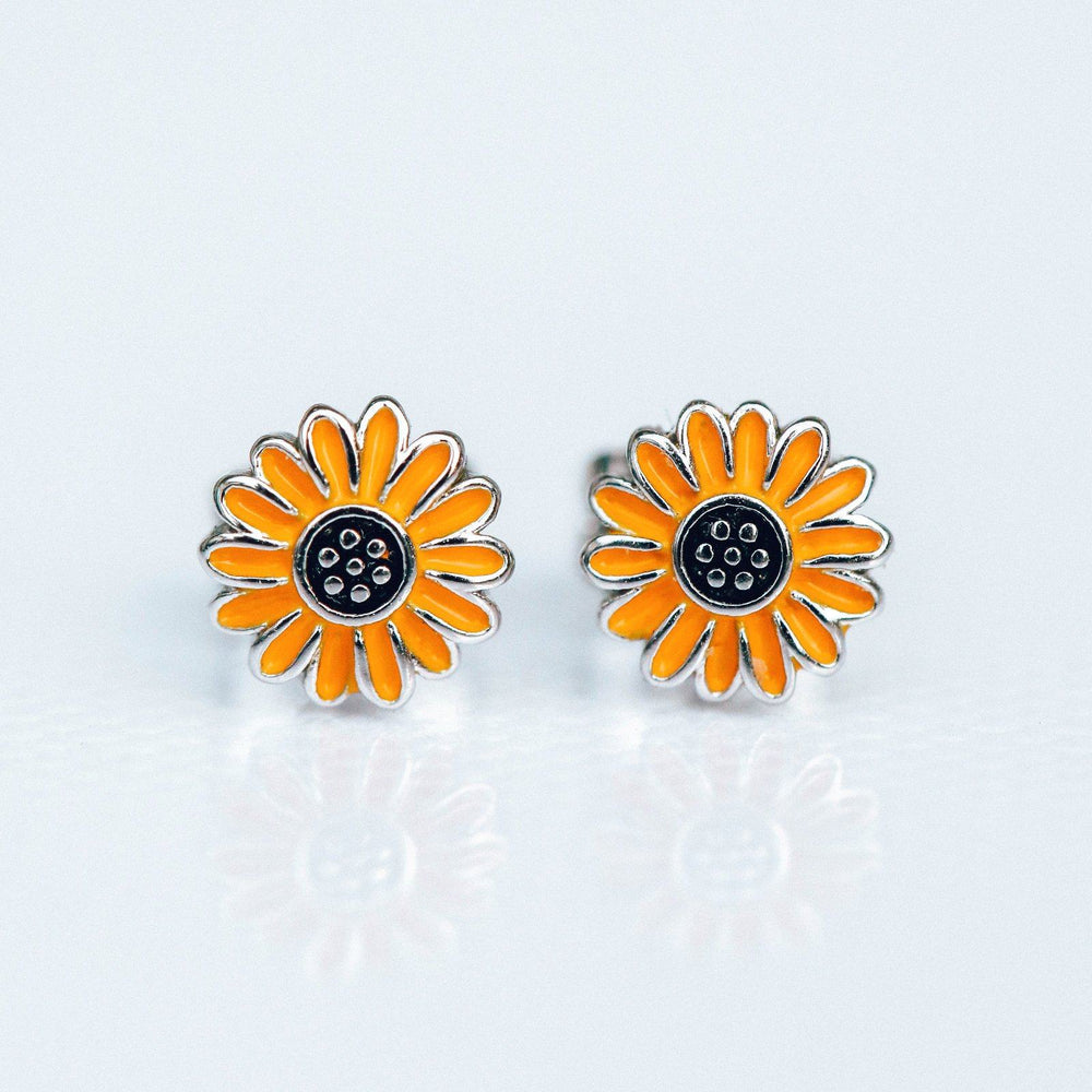 Enamel Sunflower Stud Earrings 4