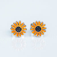 Enamel Sunflower Stud Earrings Gallery Thumbnail