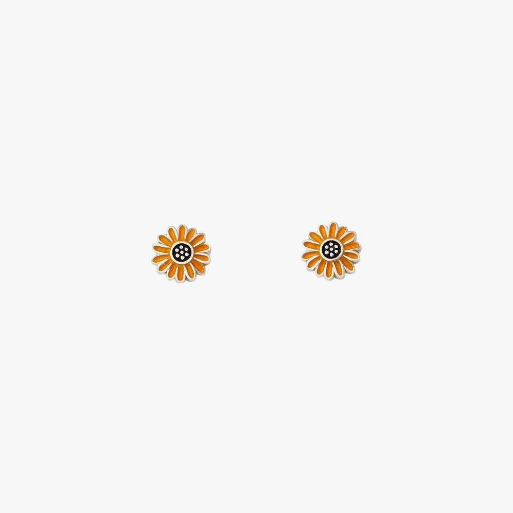 Enamel Sunflower Stud Earrings 1