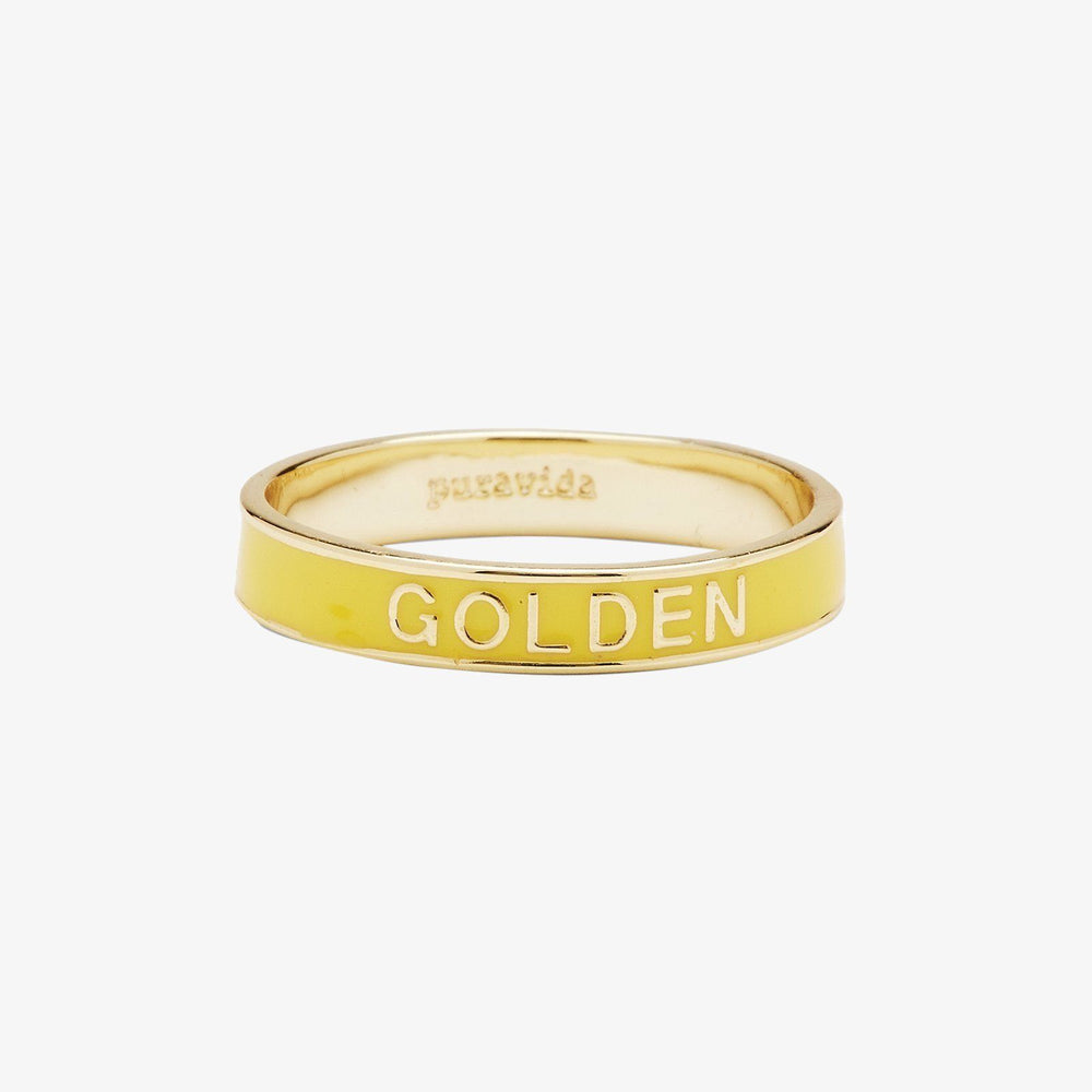 Golden Enamel Word Ring 1