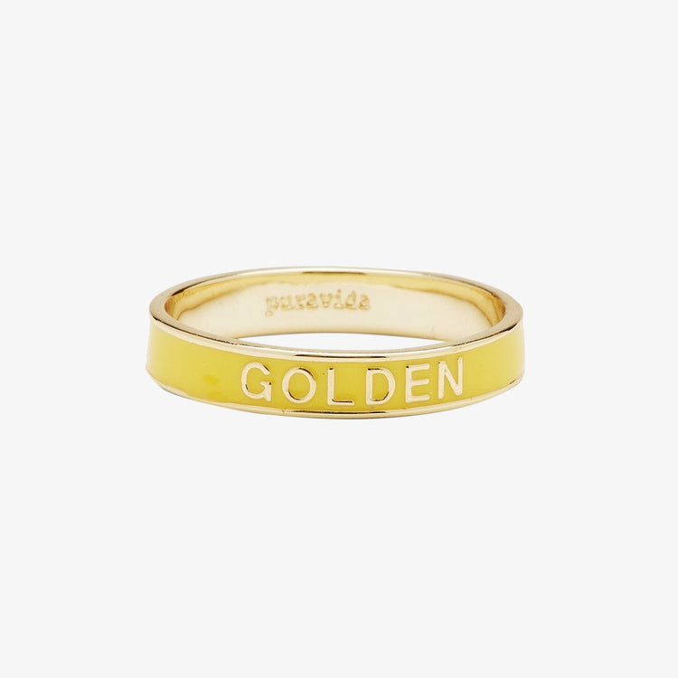 Golden Enamel Word Ring