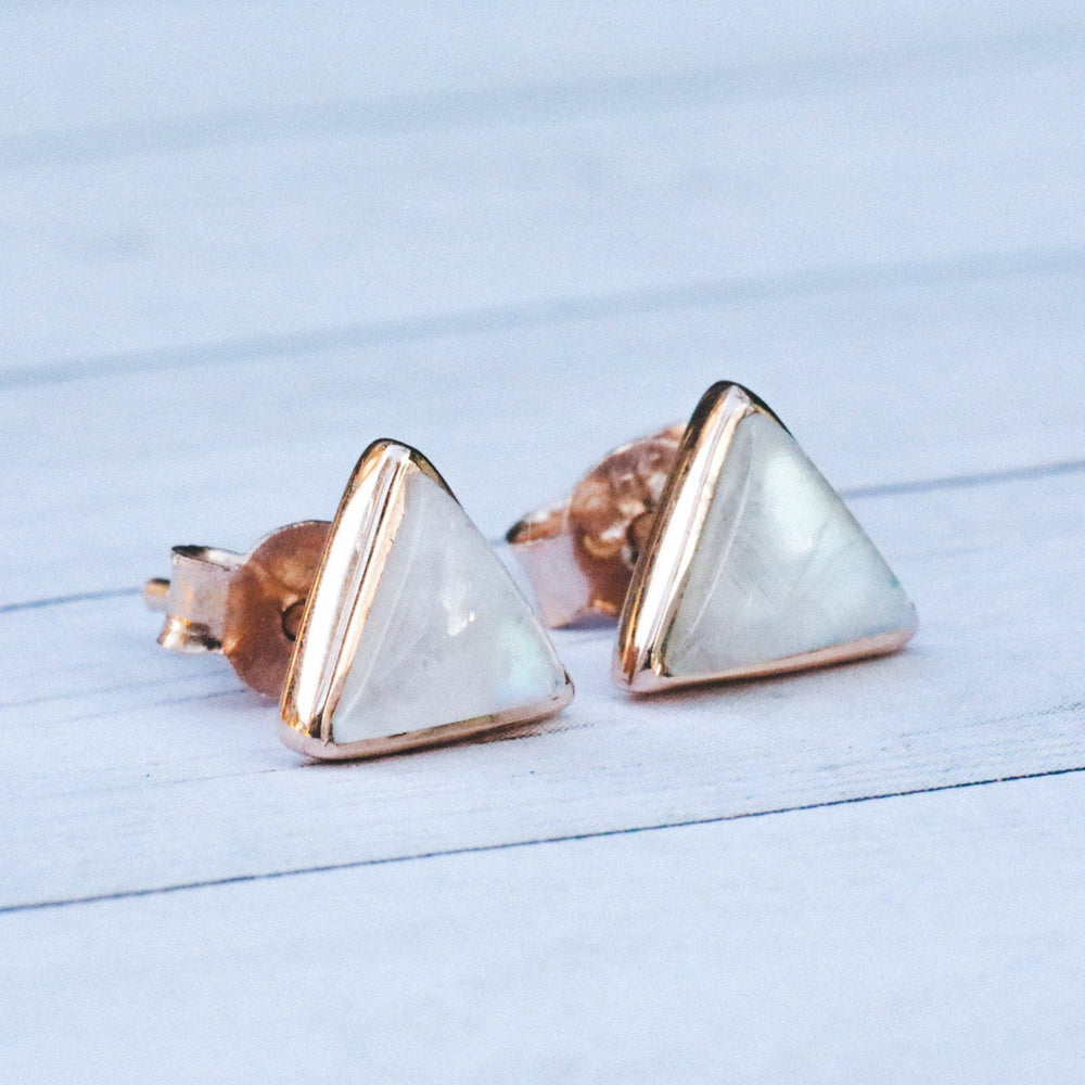 Gemstone Triangle Stud Earrings 4