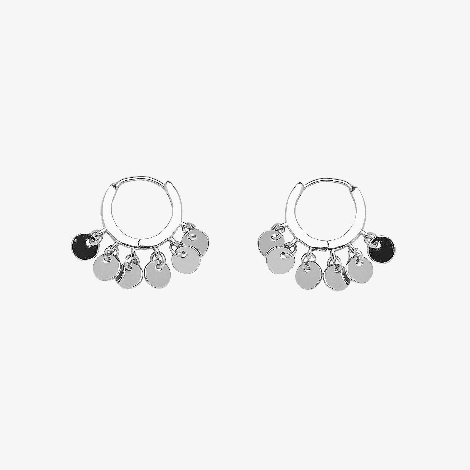 Mini Coin Huggie Earrings - Silver