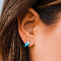 Turquoise & Moonstone Stud Earrings Gallery Thumbnail