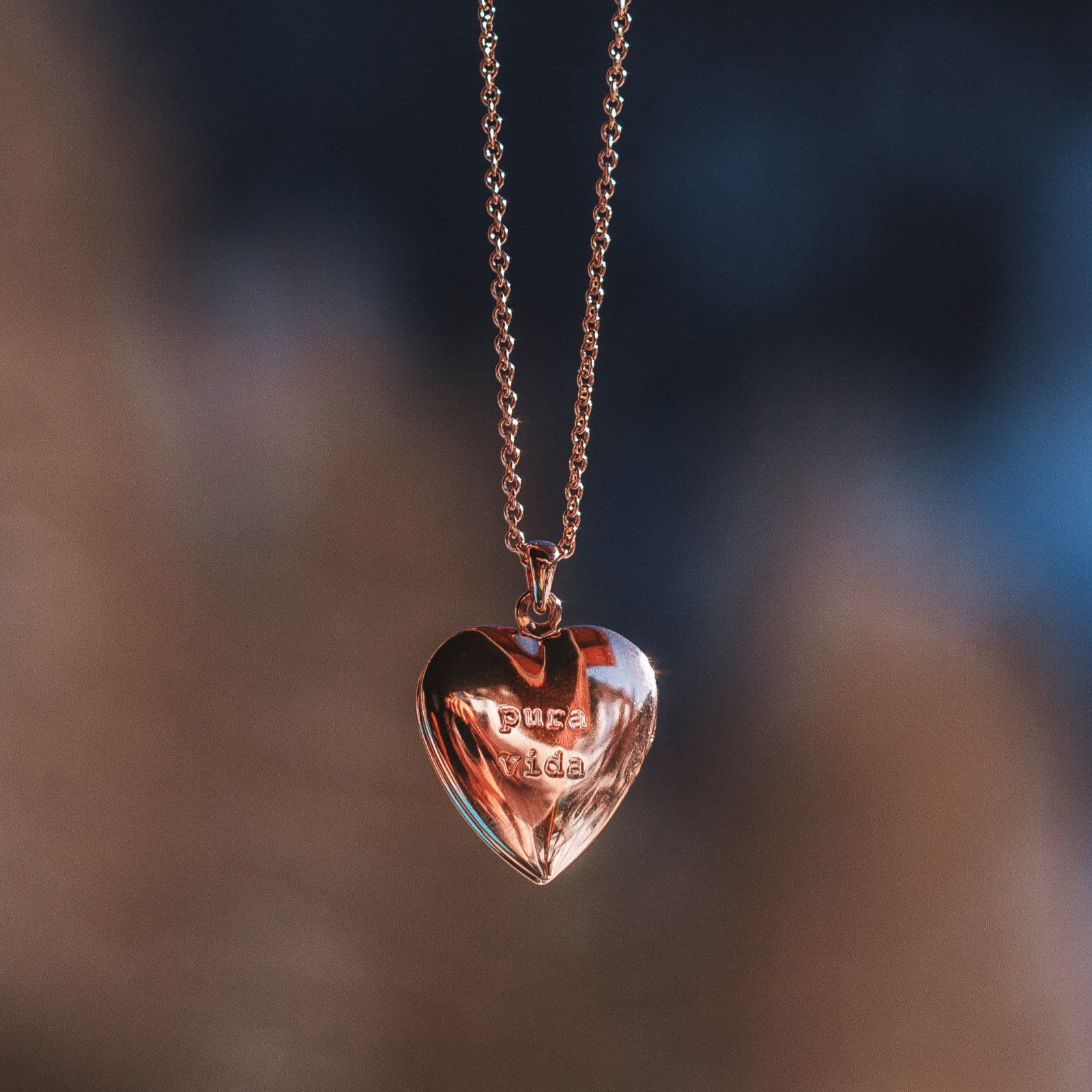 Stone Heart Locket Necklace
