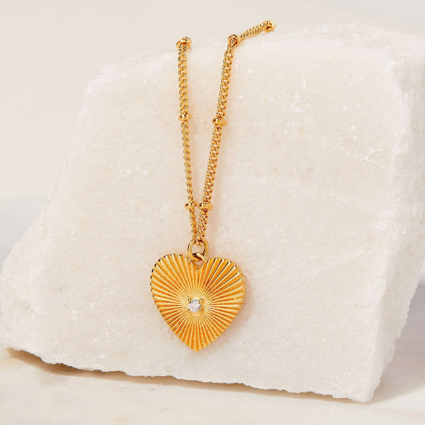 Pendentif Cœur En Plaqué Or Vintage - Style Années 70 - Neuf Avec étiquettes - Garantie 5 Ans