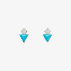 Turquoise & Moonstone Stud Earrings